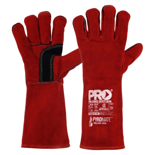 GLOVE WELDERS RED (RUST) KEVLAR STITCHED LINED WELTED 406MM LONG